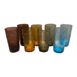 Iced Tea Drinking Glasses Vesuvio Italy Set Of 8 ~ 4 Different Colors ~ 5.5” - Picture 1 of 9