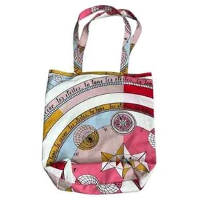 Tory Burch Printed Canvas Tote Bag Summer Beach Travel All Over Print - Picture 1 of 6