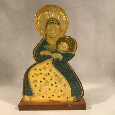 PV08239 Mid Century Cole Roban Lucite Mixed Media MADONNA & CHILD Flat Sculpture - Image 1 of 4