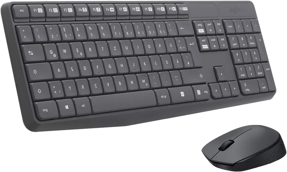 LOGITECH MK235 Kabelloses Tastatur-Maus-Set Nano USB PC/Laptop Deutsch QWERTZ - Bild 1 von 4