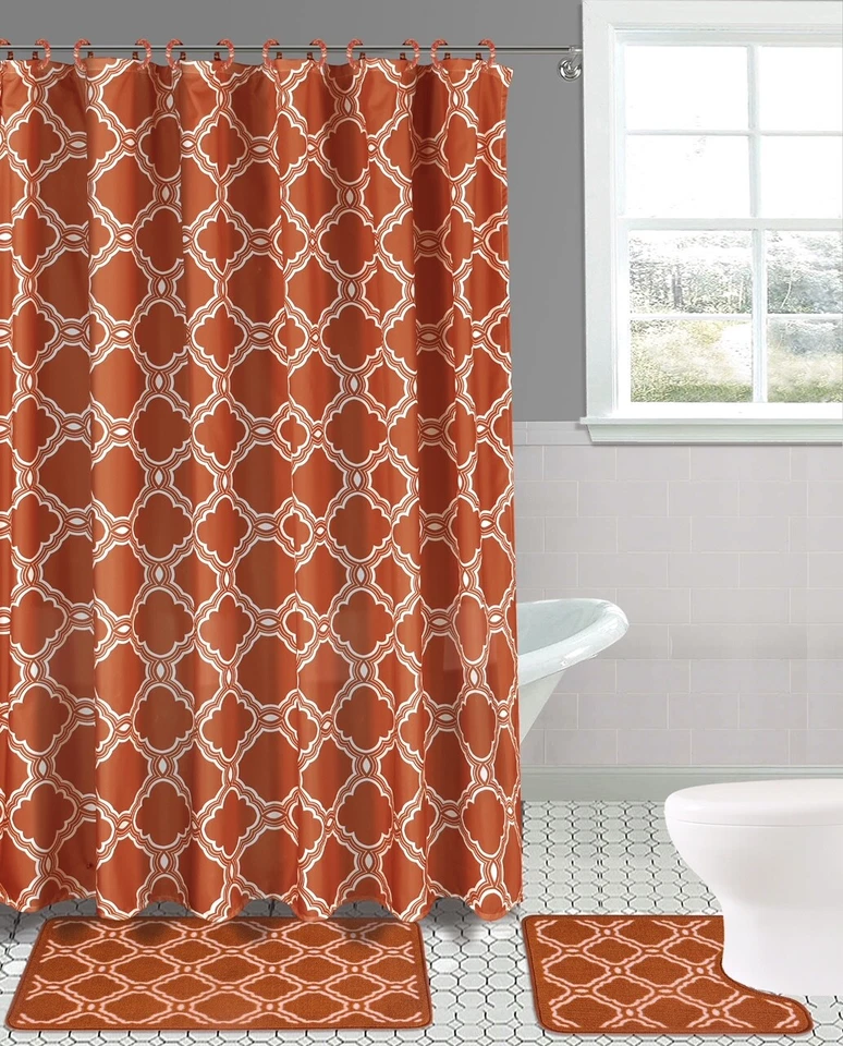 Набор из 15 ковриков и занавесок для душа 3-цветная смесь цветов пэчворк - Изображение 1 из 1