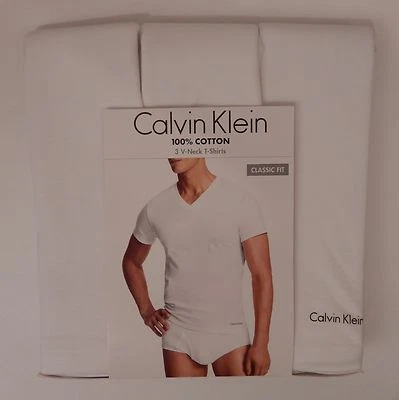 3 CAMISETAS CALVIN KLEIN CUELLO EN V TALLAS S M L XL 2XL NEGRO BLANCO GRIS ALGODÓN NUEVAS CON ETIQUETAS Foto 1 de 4