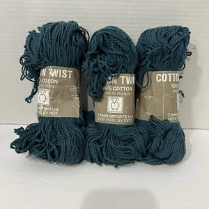 Vintage Tahki Imports Cotton Twist Yarn Worsted France Cyan 785 4-85 Lot of 3 - Picture 1 of 6