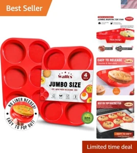 Flexible Silicone 6-Cup Muffin Top Pans - Jumbo Bakeware Set for Eggs & More - Picture 1 of 10