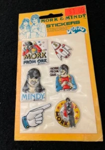 1979  MORK & MINDY POPULAR TV SHOW PUFFY STICKERS BY AVIVA NEVER OPENED - Picture 1 of 3