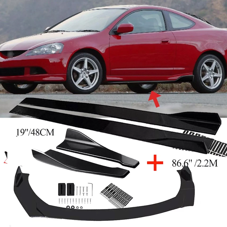 Front Bumper Lip Spoiler Splitter 86.6" Side Skirt Rear Lip Glossy For Acura RL Foto 1 de 4