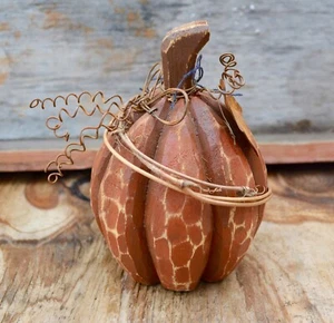 Rustikale Holz Kürbis Dekoration, Herbst Urholz Kürbis - Bild 1 von 2