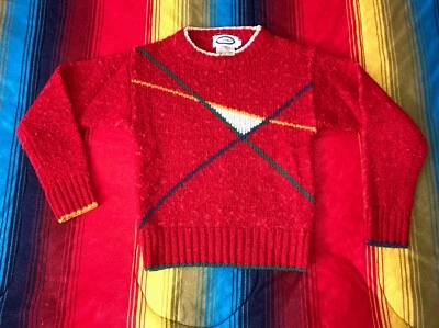 Vintage Kids Youth 80s Geometric Red crewneck izod sweater size 6 - Image 1 of 4