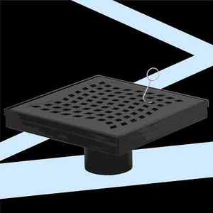 Square Shower Drain 6 Inch Floor with Flange Removable Quadrato Pattern Grate - Picture 1 of 8