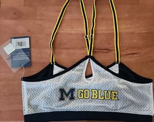 NEU University Of Michigan Wolverines Sport BH Medium Crop Cheer Go Blau - Bild 1 von 6