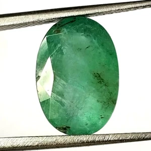 ZAMBIAN EMERALD FACETED OVAL NATURAL UNTREATED LOOSE GEMSTONE 4.00 CTS 9X12.8 MM - Picture 1 of 6