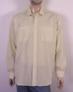 vintage EUC Neiman Marcus Yellow Blue Striped BD Dress Shirt SZ XL - Picture 1 of 4