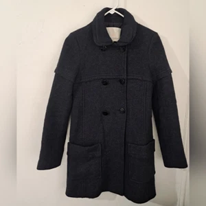 Opening ceremony womens small military wool jacket pea coat pouch pockets gray - Picture 1 of 5