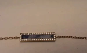 MICHAEL KORS 14K GOLD PLATED BLUE ENAMEL PAVE BAR BRACELET - Picture 1 of 6