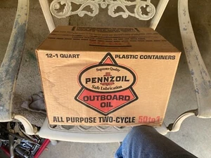 12  PENNZOIL Outboard Motor Oil Quart Plastic Bottles 50:1 - FULL in box - Picture 1 of 6