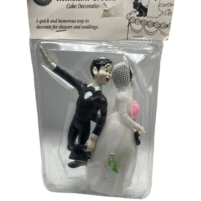 Vintage Wilton 1991 Reluctant Groom Wedding Cake Topper Bride & Groom Funny NEW - Image 1 of 4