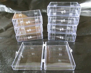 LOT OF 8 CLEAR PLASTIC HINGED BOXES for FAVORS/GIFTS or CRAFT & JEWELRY STORAGE - Picture 1 of 1