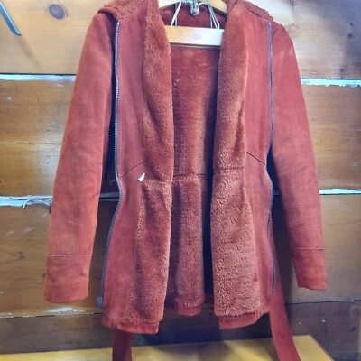 Винтажный 1970-х оранжевый кожаный молнии с талии галстук размер 11/12 - Изображение 1 из 4