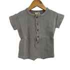 The Simple Folk Explorer Playsuit Waffle Knit Grey 3-6 Month New