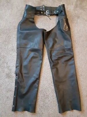 leather Interstate Chaps Womens Size Large Black Motorcycle  leathers - Image 1 of 4