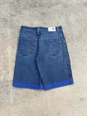 90’s rawblue baggy back pocket embroidered jnco style jean shorts (jorts) - Image 1 of 4