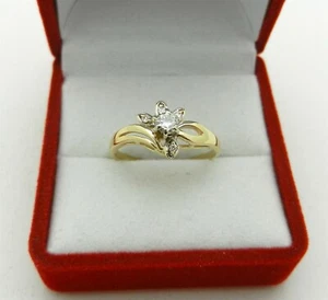 Elegant and Beautiful 14k Yellow Gold Natural Diamonds Promise Ring size 7.5 - Picture 1 of 7