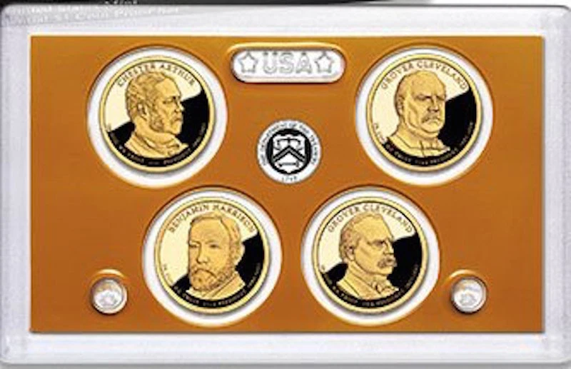 2012 S Presidential Dollars PROOF 4 Coin Set Gold NO Box Mint Cleveland Harrison - Image 1 of 1