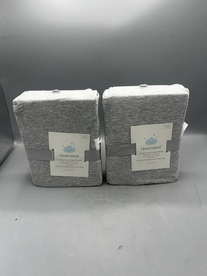 Cloud Island Crib Fitted Sheet Gray 28x52 Cotton