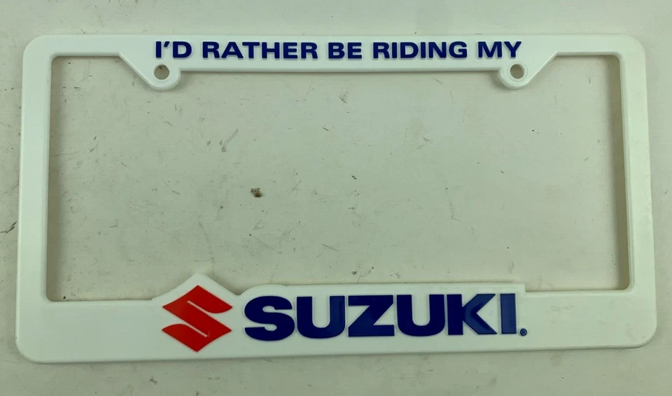 I'd Rather Be Riding My Suzuki - Car License Plate Frame - Image 1 of 1
