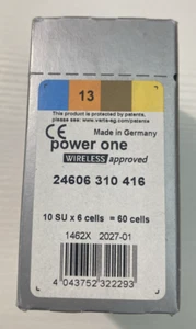 60 PowerOne Hearing Aid Batteries Size P13 Super Fresh Expire 2027 - Picture 1 of 7