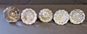 VINTAGE Lot of 5 Crystal & Brass Door Knobs Various Sizes & Shapes ARCH SALVAGE - Picture 1 of 13