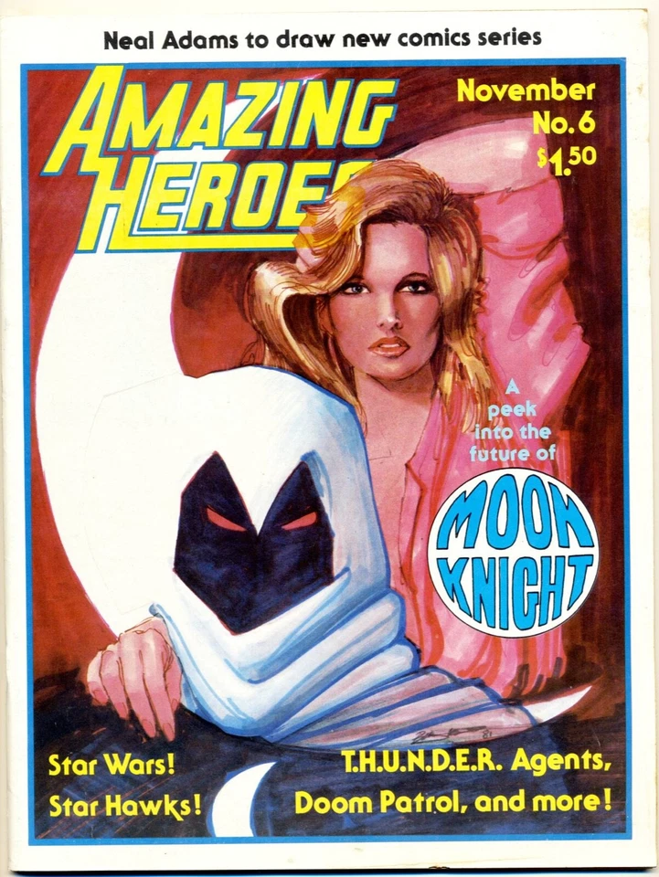 AMAZING HEROES #6 F, Moon Knight, Fantagraphics Magazine 1981 Stock Image - Image 1 of 1