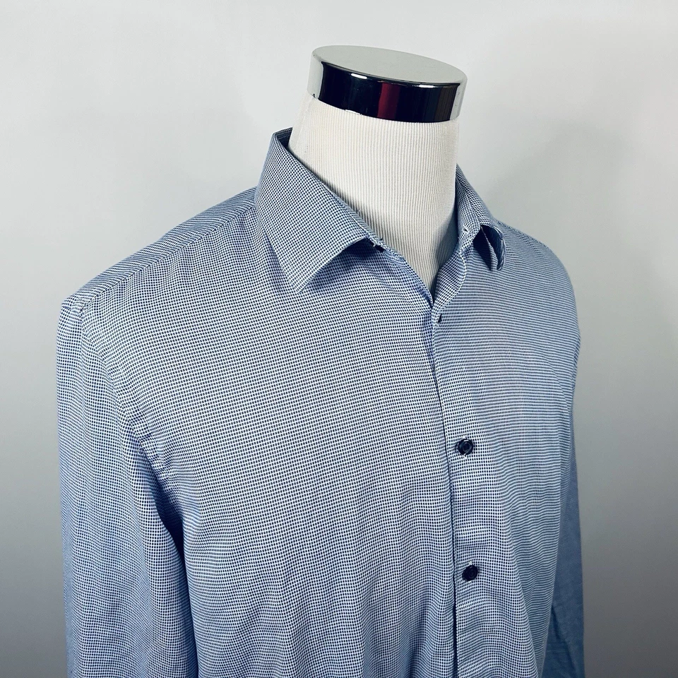 Camisa de vestir Tasso Elba 16,5 34/35 azul blanco a cuadros 100 % algodón ajuste regular Foto 1 de 4