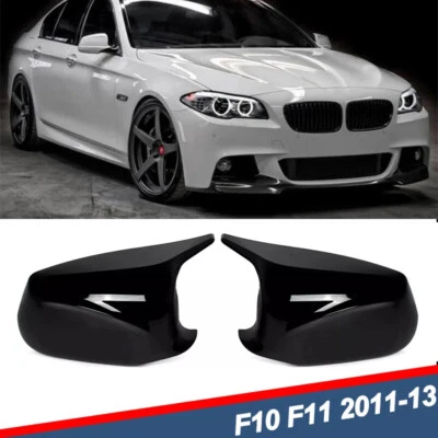 Glossy Black Mirror Cover Fit BMW 5 Series 535i 550i F10 M5 Pre-LCI 2011-2013 US Foto 1 de 4