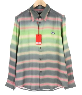 DIESEL S-Tucker-Stripe MEN Shirt L RRP€150 Patterned Button Up Spread Collar - Image 1 of 4
