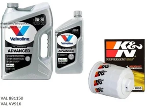 Valvoline 0W-20 Advanced Full Synthetic Engine Oil - 6 Quarts w/K&N Oil Filter - Picture 1 of 1