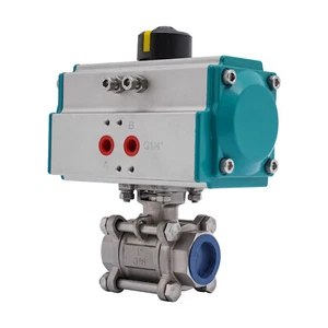 Pneumatic Actuated Ball Valve Stainless Steel Single Acting Straight-through  - Picture 1 of 20
