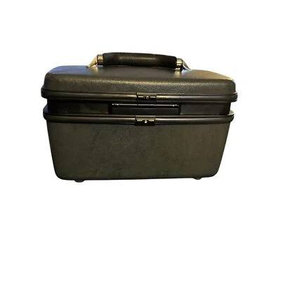 VTG 70’s Samsonite Silhouette Hard Shell Gray Train Cosmetic Makeup Travel Case - Image 1 of 4