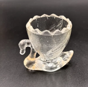 Vintage glass swan toothpick/candle holder, crystal, clear - Picture 1 of 6