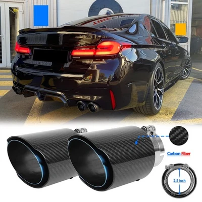 Silenciador de tubo de corte inclinado para puntas de escape de carbono de entrada de 2,5" serie 5 G30 530i 550i Foto 1 de 4