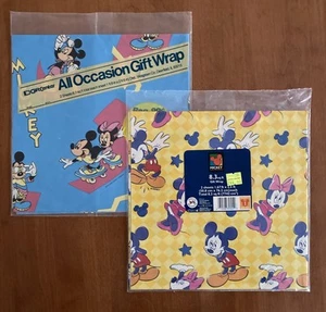 Disney Mickey & Minnie Mouse Gift Wrap 2 Packs 4 Sheets Wrapping Paper Sealed - Picture 1 of 4