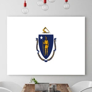 MASSACHUSETTS State Print Flag United States Office Home Decor Poster/Canvas - Picture 1 of 4