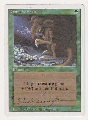 Signed Giant Growth HP Revised Edition Artist Sandra Everingham 1994 MTG Magic! - Image 1 of 2