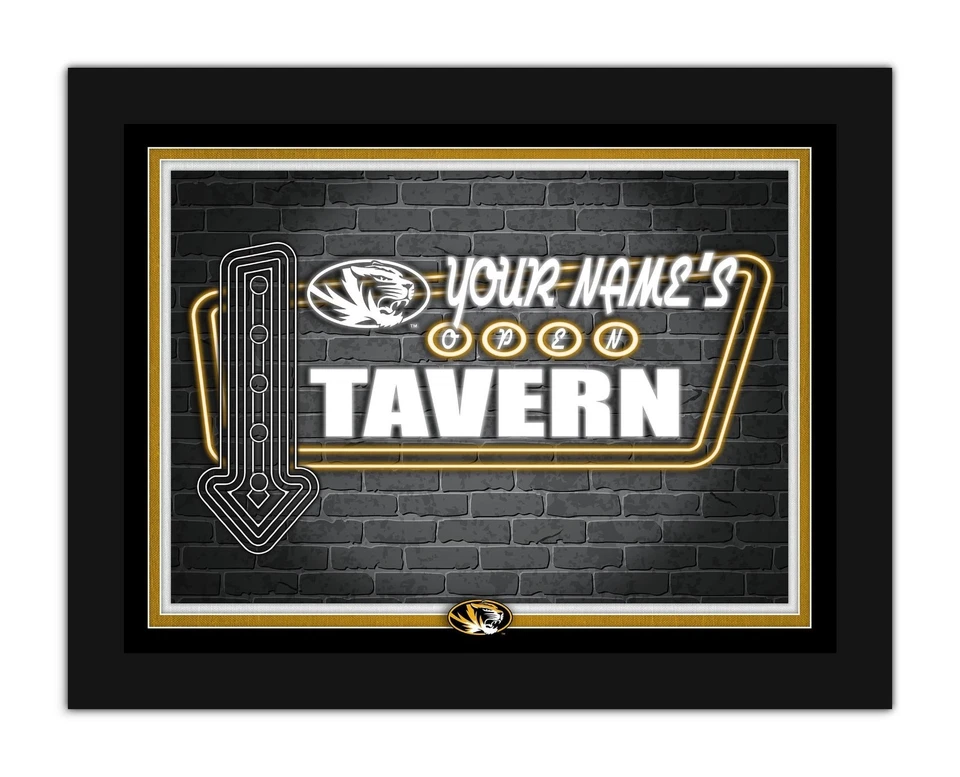Missouri Tigers Personalized Framed Neon Tavern Print Sign 18x14 - Image 1 of 1