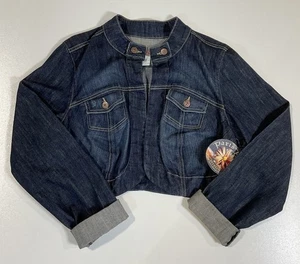 Vintage Paris Blues Jeansjacke Neu mit Etikett Gr. 2 Cropped Open Dark Wash Mall Core Y2K - Bild 1 von 8