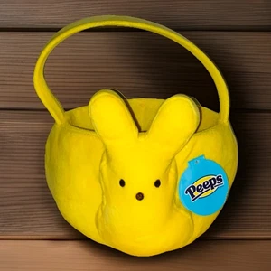 PEEPS JUMBO SIZE Yellow Bunny Plush Easter Bunny Basket With Handle 2025 NWT - Picture 1 of 3