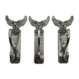 Lot of 3 - Harley Davidson Motorcycles Metal Solid 1 Piece Coat Hooks - Man Cave - Picture 1 of 9
