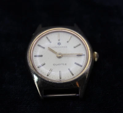 Vintage Armbanduhr ohne Armband Junghans Quarz Edelstahl Vergoldet 24 mm - Bild 1 von 4