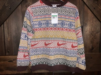 Nike Sweater Sportswear Club Fleece Holiday Crew Youth XL (FZ2894-110) BNWT - Image 1 of 4