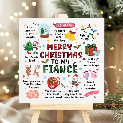 LITTLEGREETS Christmas Card for Fiancé – Cute Festive Christmas Xmas Card Gift
